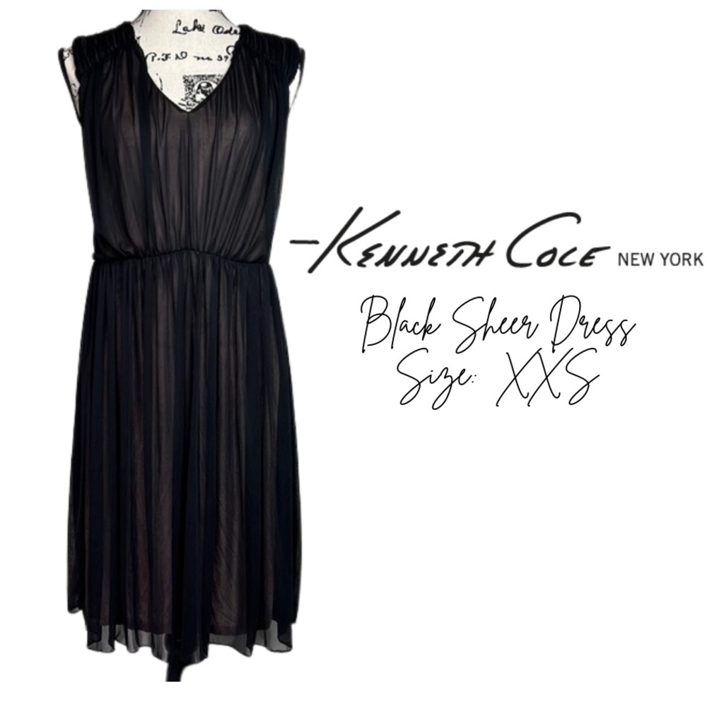 NWT Kenneth Cole New York Black Sheer Dress little black dress cruise elegant
